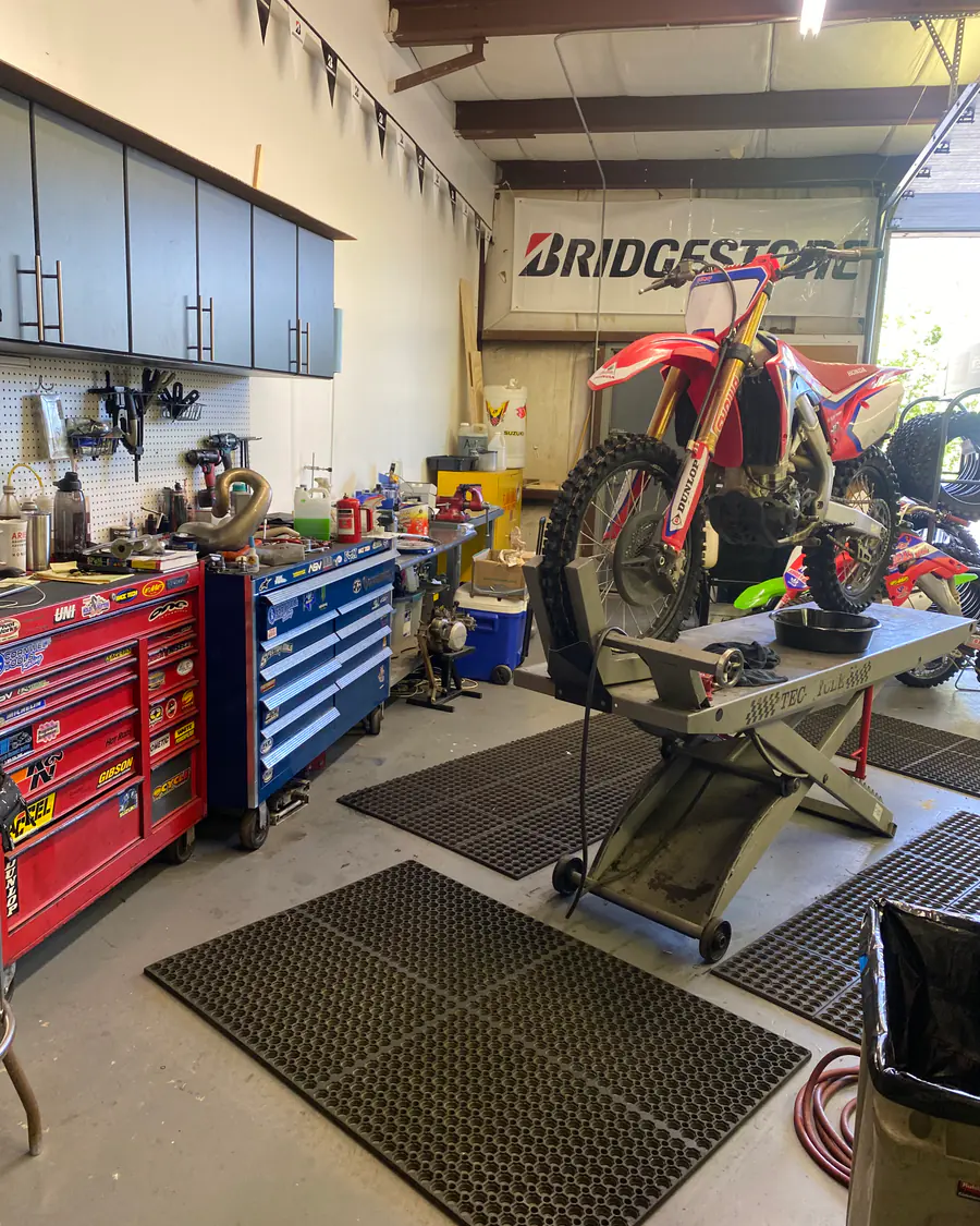 Suzuki on the service stand