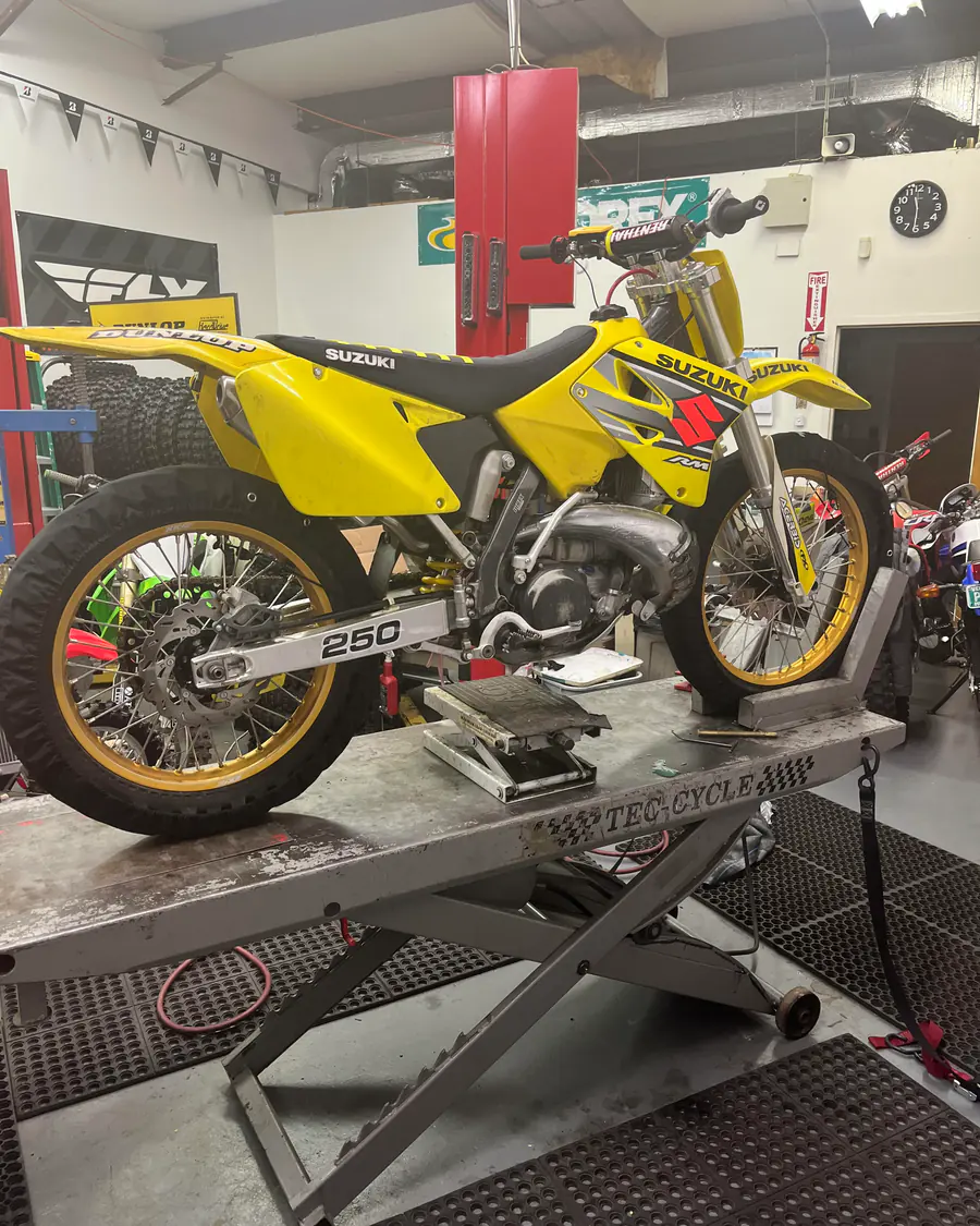 Dirtbike on the service lift